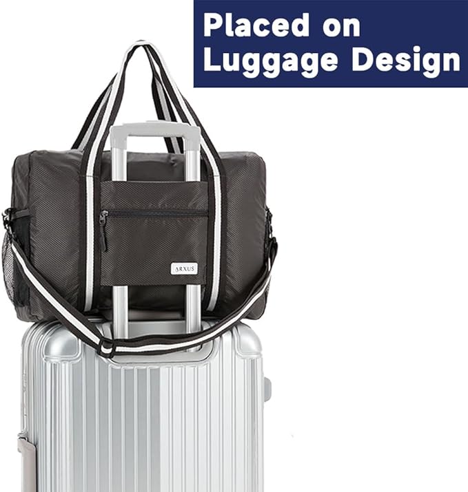 Arxus Foldable Tote Bag for Travel Expandable Lightweight Carry On Luggage 22L Packable Duffle Bag for Traveling