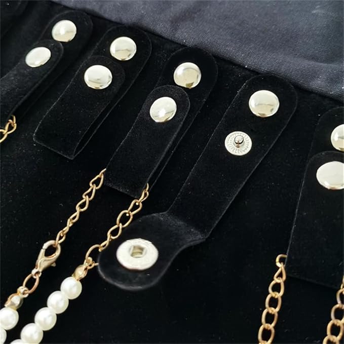 Velvet Travel Jewelry Case Roll Bag Organizer for Necklace Bracelet Earrings Ring (Black) (Black（6+2+4+2)