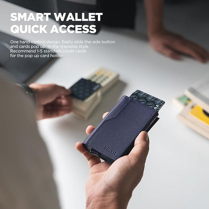 VULKIT Card Holder Wallet with Double ID Windows RFID Blocking Pop Up Wallet Minimalist Design for 12 Cards
