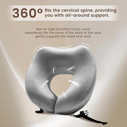 THXSILK 100% Mulberry Silk Neck Pillow for Traveling, Pure Memory Foam Travel Pillow for Airplanes, Travel Neck Pillow for Sleeping, Head and Neck Support, Includes Storage Bag (Grey)