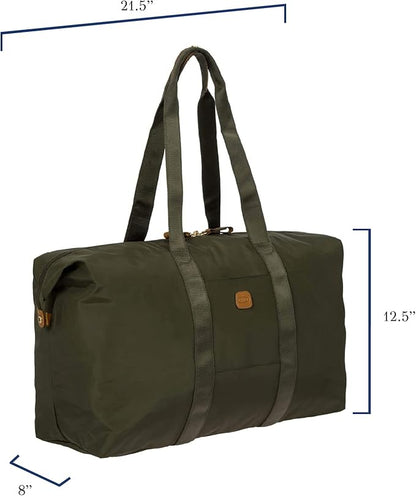 Bric's X-Bag/X-Travel 2.0 Overnight Weekender Folding Duffel Bag - 22" Carry On Bag - Olive