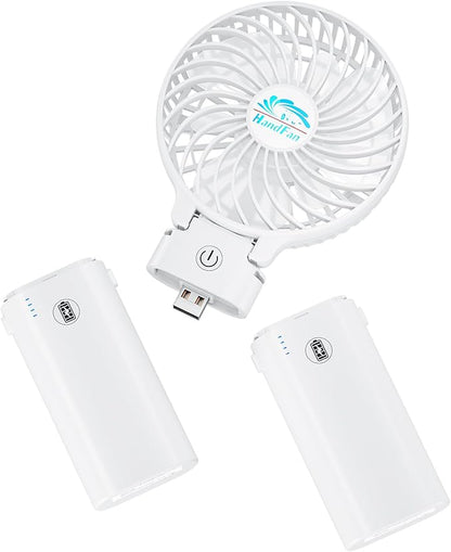 HandFan 10400mAh Portable Hand held Fan, 40Hrs Long-Lasted Hand Fan Rechargeable, Mini Personal Fans Foldable, Heavy Duty Battery Fans for Travel Beach Concerts Cruise Makeup(White)