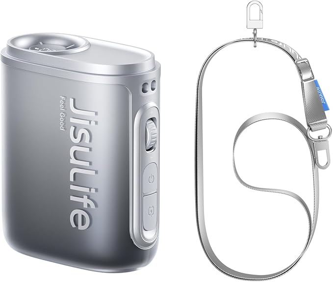 JISULIFE Portable Neck Fan, 100 Speed Adjustable 40000RPM Cooling, Mini Personal Necklace Wearable Waist Fan, 16H USB Rechargeable 4500mAh with LED Display for Outdoor, Travel, Cmaping Gifts- Black