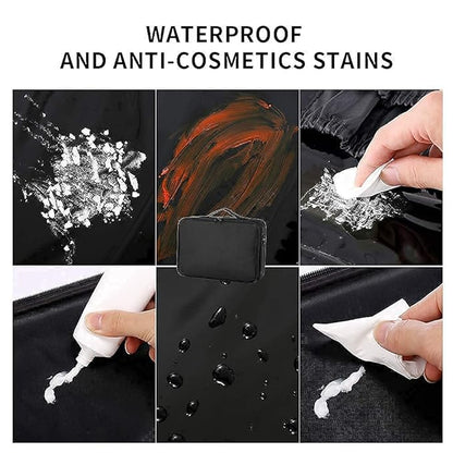 gzcz Travel Makeup Bag,Professional Cosmetic Bags for Women,Portable Makeup Brush Case Organizer Storage with Adjustable Dividers and Shoulder Strap (Medium)