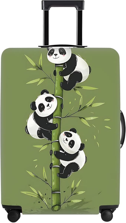 Cute Panda Luggage Cover – Bamboo Climbing Panda Suitcase Protector, Stretchable & Waterproof Travel Luggage Sleeve,M