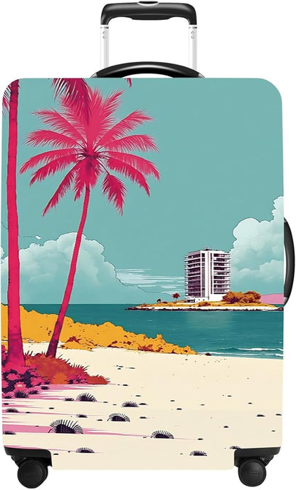 Luggage Cover Washable Suitcase Protector Anti-Scratch,Stretchable Fit for 20-34Inch Luggage Durable Travel Bag Cover with Zipper Closure (Beach, XL(fits 32-34Inch suitcase))