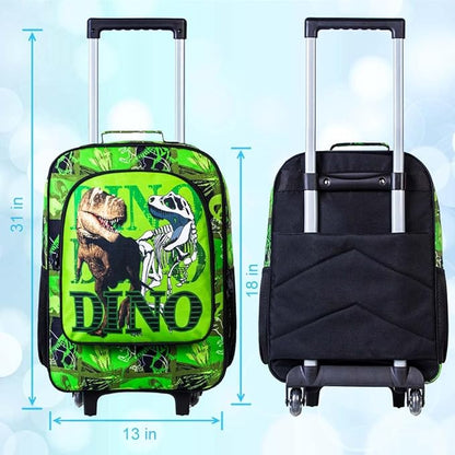 Kids Luggage for Boys and Girls, Cute Dinosaur Unicorn Rolling Wheels Suitcase for Toddler Children