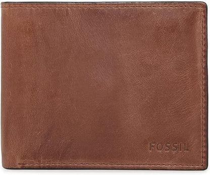 Fossil Men's Derrick Leather RFID-Blocking Bifold with Coin Pocket Wallet