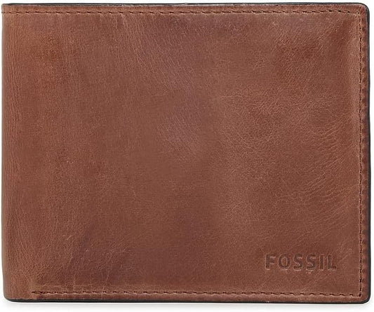 Fossil Men's Derrick Leather RFID-Blocking Bifold with Coin Pocket Wallet