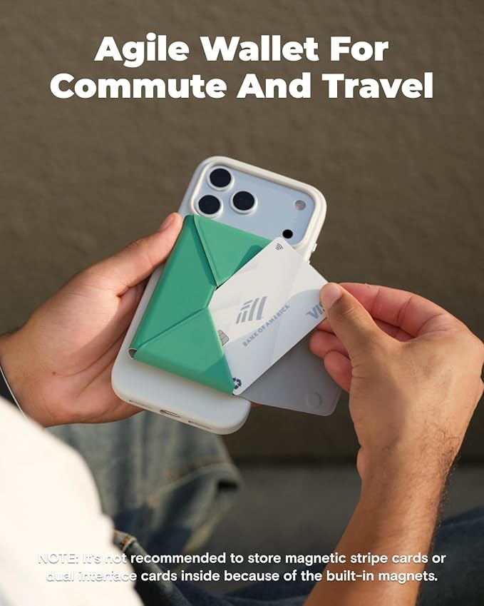 MOFT Magsafe Wallet, Slim Magnetic 8 - Card Holder, Snap Field Wallet with Pull to Access Design, RFID Blocking, MOVAS Veagn Leather Minimalist Travel Wallets for Men & Women, Oz Green