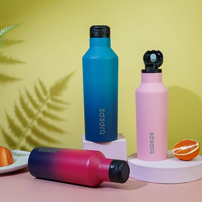 BJPKPK Insulated Water Bottle With Straw 25oz Stainless Steel Water Bottles With 2 Lids And Carry Handle Reusable Travel Metal Thermal Flask,Indigo Black