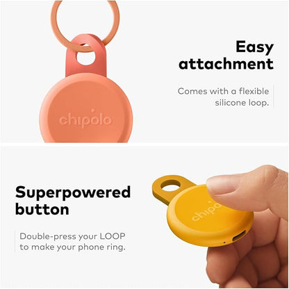Chipolo LOOP - Rechargeable Bluetooth Tracker for Key and Pocket Location, Compatible with Apple or Google, Call Your Phone & Out of Range Alerts for Android