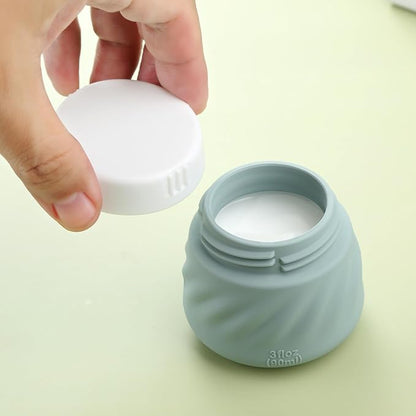 Gemice Silicone Cream Jars TSA Approved Travel Size Containers with Toiletry Bag, Wide Mouth Leak-proof Travel Accessories with Lid for Cosmetic Cream (4 Pack)