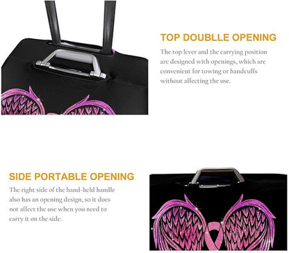 Travel Suitcase Protector Breast Cancer Pink Ribbon Elastic Protective Washable Luggage Cover With Concealed Zipper Suitable For 18-32 Inch(S (for 18--21 inch luggage))