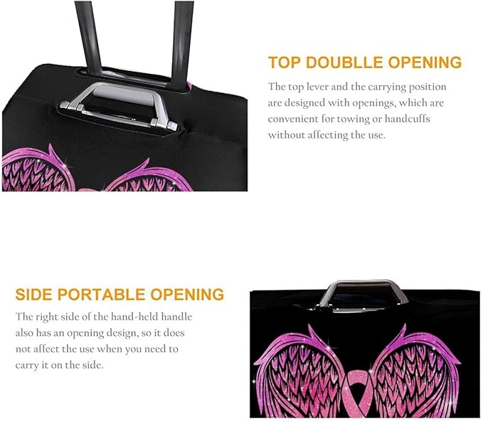 Travel Suitcase Protector Breast Cancer Pink Ribbon Elastic Protective Washable Luggage Cover With Concealed Zipper Suitable For 18-32 Inch(XL (for 29--32 inch luggage))