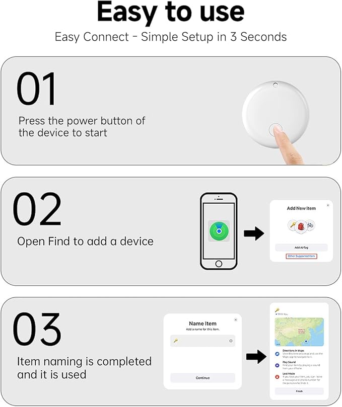 JTD Air Tracker Tags 5 Pack for Find My, 2025 Upgraded with IP68 Waterproof Item Finder with Left-Behind Alert, 5 Colors for Keys, Luggage, Backpack, Wallet. iOS Only.