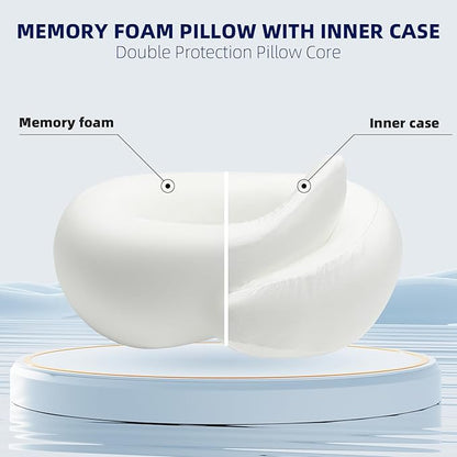 Travel Pillow for Airplane Portable Memory Foam Neck Pillows Adjustable for Car Home Office Flights Travel Essentials Accessories 360° Neck Support with Compact Case, Dark Gray