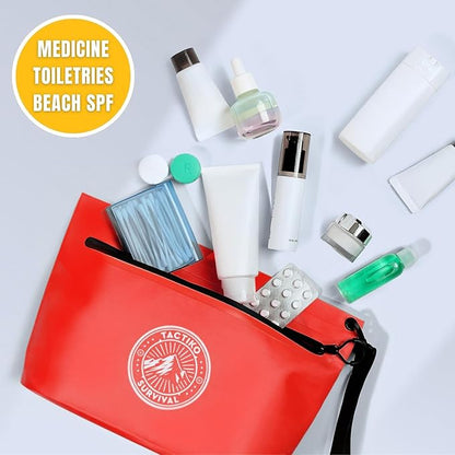 Tactiko Heavy-Duty Splash Water Resistant Zipper Pouches - Hold-All Organizers for Dry Bags, Travel Bags (Red)