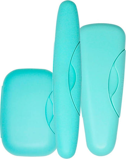 RADIUS Travel Case Value Pack, 3 Count (Toothbrush, Razor, Soap), BPA-Free Recycled Plastic, Portable for Bathroom, School, Home, Camping - Mint Green
