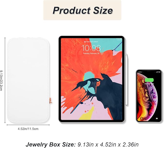 Travel Jewelry Boxes Organizer, Zippered Portable Small Travel Jewellery Boxes for Women, Earring Organizer for Rings Earrings Necklaces White