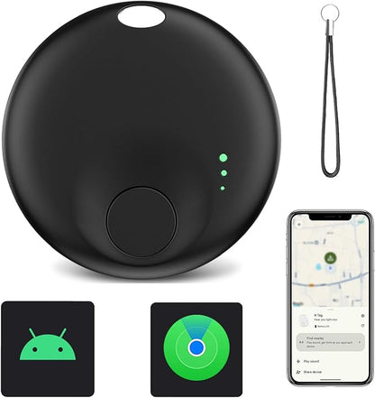 Mini Bluetooth Tracker,Air Tracker Tags for iOS/Android, Key Finder with Sound - Compatible with Apple Find My and Google Find My Device, Tracks Keys/Wallets/Luggage/Pets, No Subscription(Black-1Pcs)
