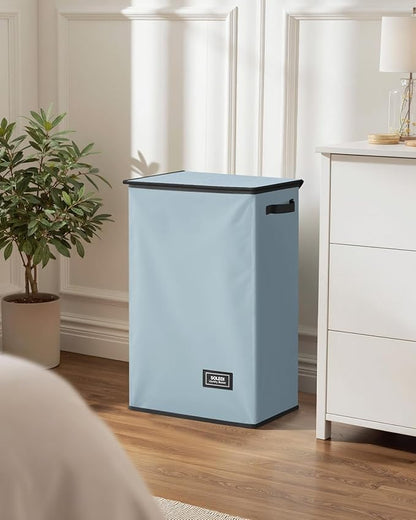 SOLEDI Laundry Hamper with Lid 90L Large & Tall Collapsible Laundry Basket, Clothes Hamper with Bag Removable Easy to Carry, Dirty Hampers for Bedroom, Bathroom, Dorm, College, Blue Grey