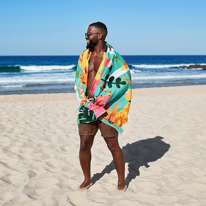 Dock & Bay Beach Towel - Quick Dry, Sand Free - Compact, Lightweight - 100% Recycled - Includes Bag - Wild Things - Extra Large (200x90cm, 78x35)