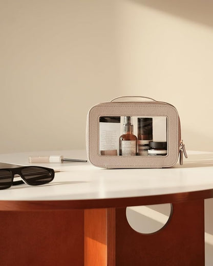 Clear Cosmetic Bag Set for Women Makeup Bag with Handle, 3 Pcs Travel Toiletry Bag Transparent Cosmetic Case Portable Make Up Organizer Bag for Essentials (Stone, Mini+S+L)