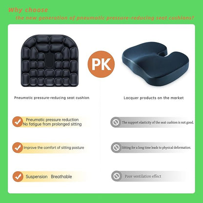 Portable seat Cushion Comfortable Inflatable seat Cushion Suitable for Office Chairs Long Drives Flights Long Trips or Wheelchair use Improve The Comfort of Sitting Posture Black