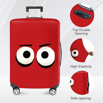 ANNA QUEEN Cut Emoticons Red Luggage Cover Washable Suitcase Protector Suitcase Cover Anti-Scratch,Stretchable Fit for 18-32Inch Luggage,Travel Bag Cover L(fits 26-28Inch suitcase)