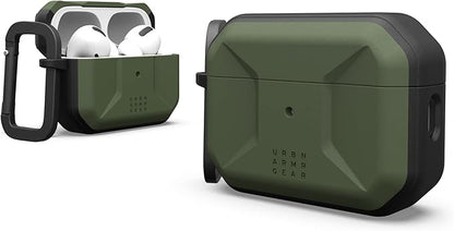 UAG Designed for AirPods Pro (2nd Gen 2022) Civilian Olive Drab, Premium Rugged Slim Water Resistant Full Protective Case Cover with Detachable Keychain Carabiner by URBAN ARMOR GEAR