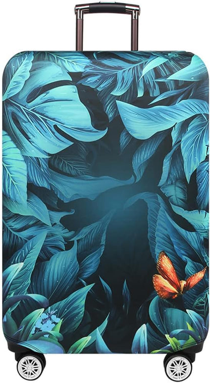 MosaiRudo Thicker Luggage Cover Elastic Suitcase Cover Protector Fits 18-32 Inch Suitcase Travel Accessories (Rainforest, L)