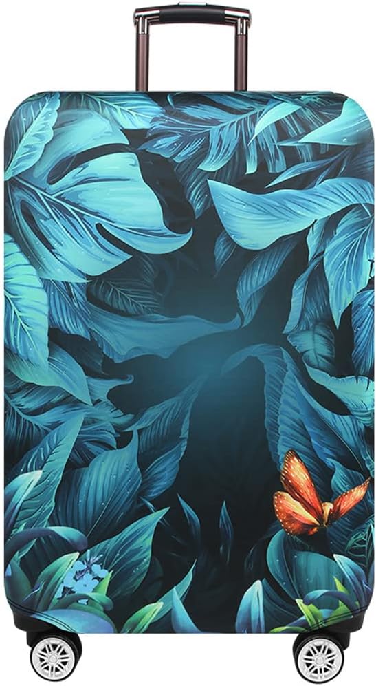 MosaiRudo Thicker Luggage Cover Elastic Suitcase Cover Protector Fits 18-32 Inch Suitcase Travel Accessories (Rainforest, XL)