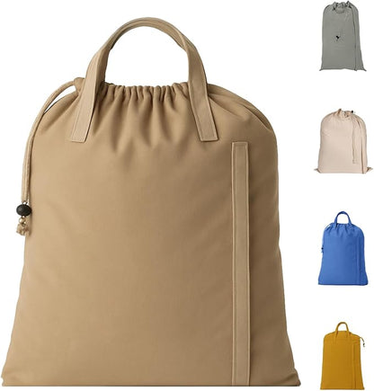 LFH Home Cotton Canvas Large Laundry Bag with Handle, Heavy Duty Drawstring Closure Washable Laundry Bags, School Travel, Home, Hotel, College Dorm, Organizer Sack, Toys Clothes 24x36-Beige