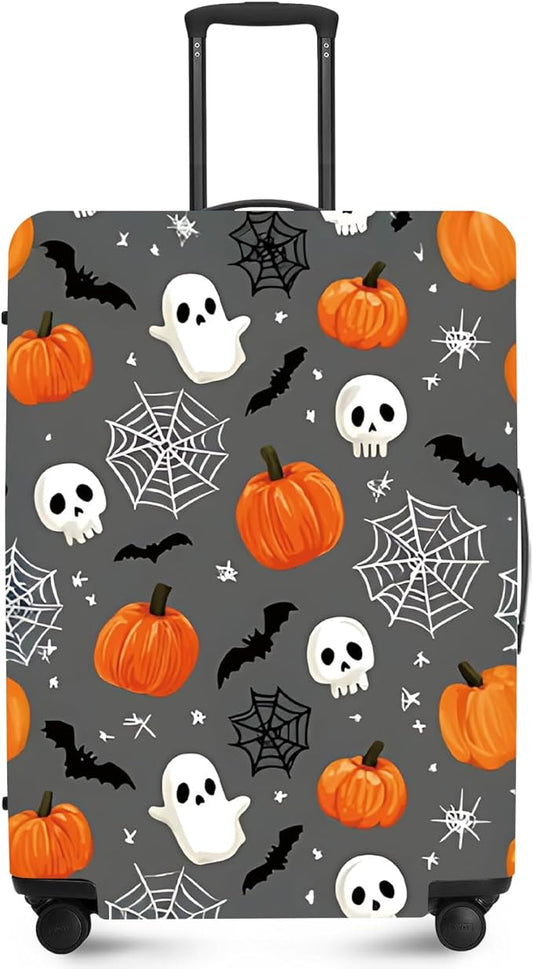 ANNA QUEEN Travel Pumpkin Spooky Halloween Luggage Cover Halloween Decorations Suitcase Protector Suitcase Cover Anti-Scratch,Stretchable Luggage Travel Bag Cover Washable