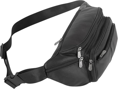 Genuine Leather Fanny Pack/Waist Bag/Organizer with Adjustable Belt, Multiple Pockets For Men and Women