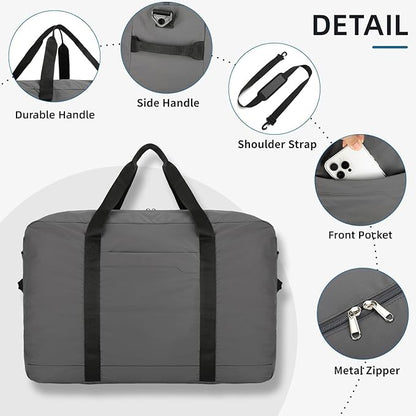 80L Foldable Travel Duffle Bag - Lightweight Duffel Bag for Women & Men, Large Packable Travel Bag for Weekend Trips, Camping & RV Travel (Grey)