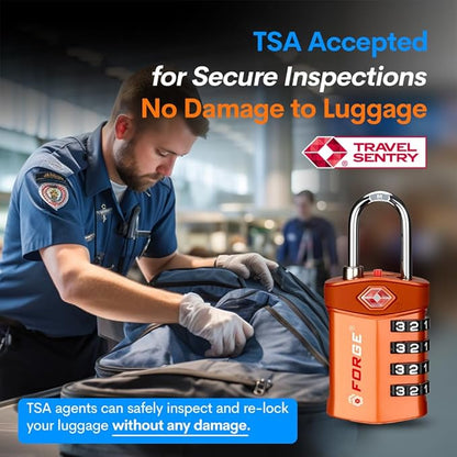 Forge 4-Digit Combination Lock, TSA Approved Locks for Luggage, Travel, Gym, School, Suitcase, Backpack, Pelican case, Easy Read dials, zinc Alloy Body.
