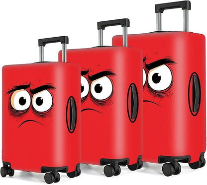 Angry Face Luggage Cover, Washable Funny Cartoon Suitcase Cover, Stretchable Travel Suitcase Protector Anti-scratch Bag Cover,XL