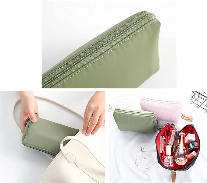 Medium Makeup Bag for Purse, Makeup Pouch Small Cosmetic Bag Mini Portable Handbag for Women and Girls (Emerald Green)