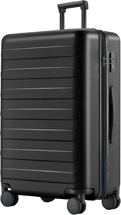 NINETYGO Large Checked Luggage 28 Inch, Checking In Luggage with Smooth Spinner Wheels, Lightweight, Hard Shell PC Suitcase, Lightweight Travel Luggage, TSA Approved (Black, Rhine Basic)