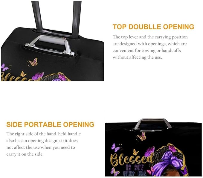 Travel Suitcase Protector African American Girl Elastic Protective Washable Luggage Cover With Concealed Zipper Suitable For 18-32 Inch(L (for 25-28 inch luggage))