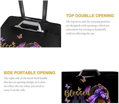 Travel Suitcase Protector African American Girl Elastic Protective Washable Luggage Cover With Concealed Zipper Suitable For 18-32 Inch(M (for 22-24 inch luggage))