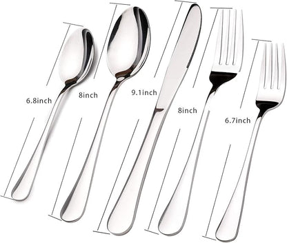 Silverware Set for 8, 40 Piece Heavy Duty Stainless Steel Flatware Utensils Cutlery Set Including Steak Knife Fork and Spoon, Dishwasher Safe, Gift Package for Wedding Housewarming