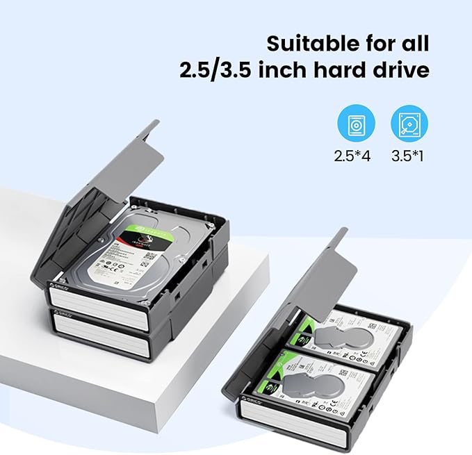 ORICO 5-Pack Hard Drive Carrying Case Protective Box for 3.5/2.5 Inch SSD HDD Portable with Anti-Static,Shockproof and Dust Proof Travel Storage Bag-PHP25-5S