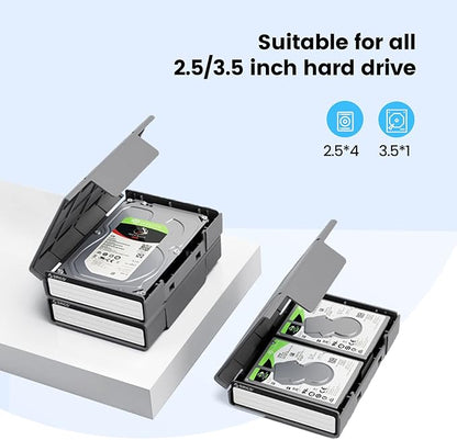 ORICO 5-Pack Hard Drive Carrying Case Protective Box for 3.5/2.5 Inch SSD HDD Portable with Anti-Static,Shockproof and Dust Proof Travel Storage Bag-PHP25-5S