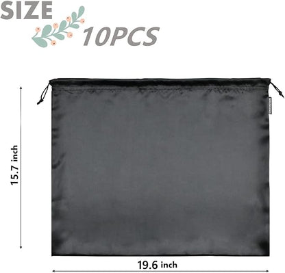 10 Pack Dust Bags for Purses and Handbags, Silk Dust Cover Storage Bag with Drawstring Travel Storage Pouch for Handbag Purse Shoes Boots (Black, 19.6 × 15.7 in)