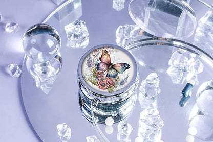 Pill Box,Vintage Butterfly Floral Round Pill Box 3 Compartment Decorative Pocket Purse Portable Mini Travel Medicine Tablet Vitamin Holder Organizer Pill Case