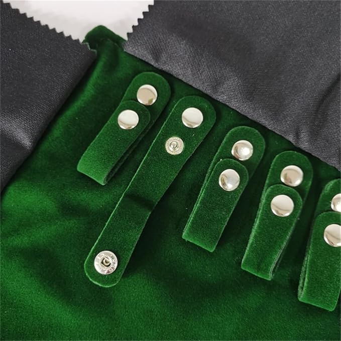 Premium Jewelry Roll Organizer for 16 Necklaces 55cm x 29cm Metal Snap & Velcro Closure - Ideal for Travel and Storage (Green)
