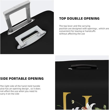 Decorative F Suitcase Protectors Elastic Washable Luggage Covers With Concealed Zippers For 18-32 Inch Luggage (Size L: Fits 25-28 Inch)